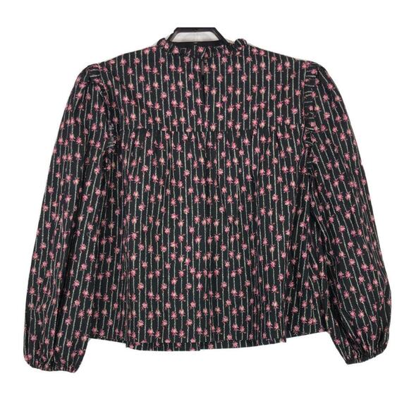 WAYF  top black Linford floral pintuck blouse - Picture 5 of 6